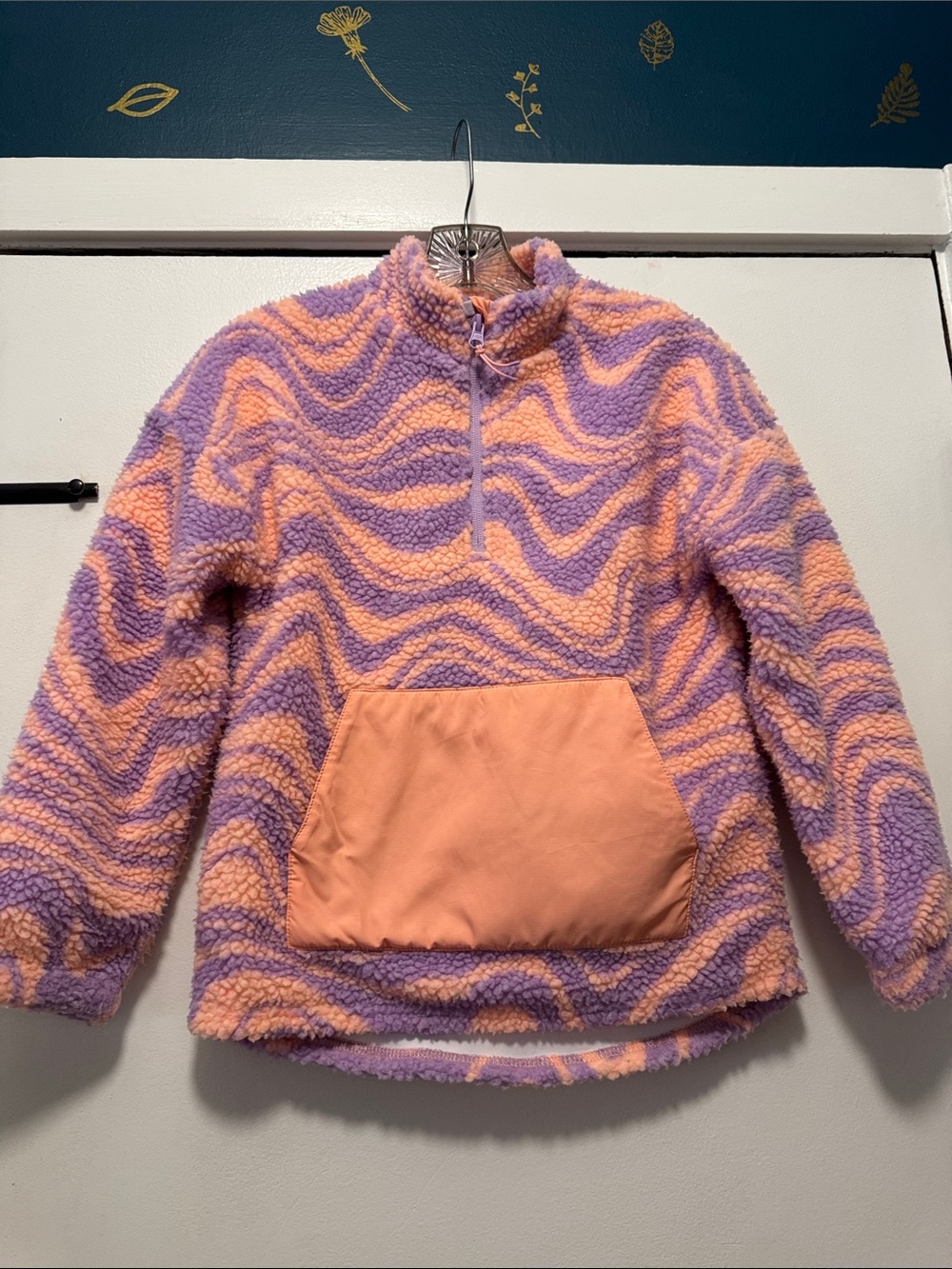 Kids' Plush Sherpa Half-Zip Pullover - Lavender & Peach